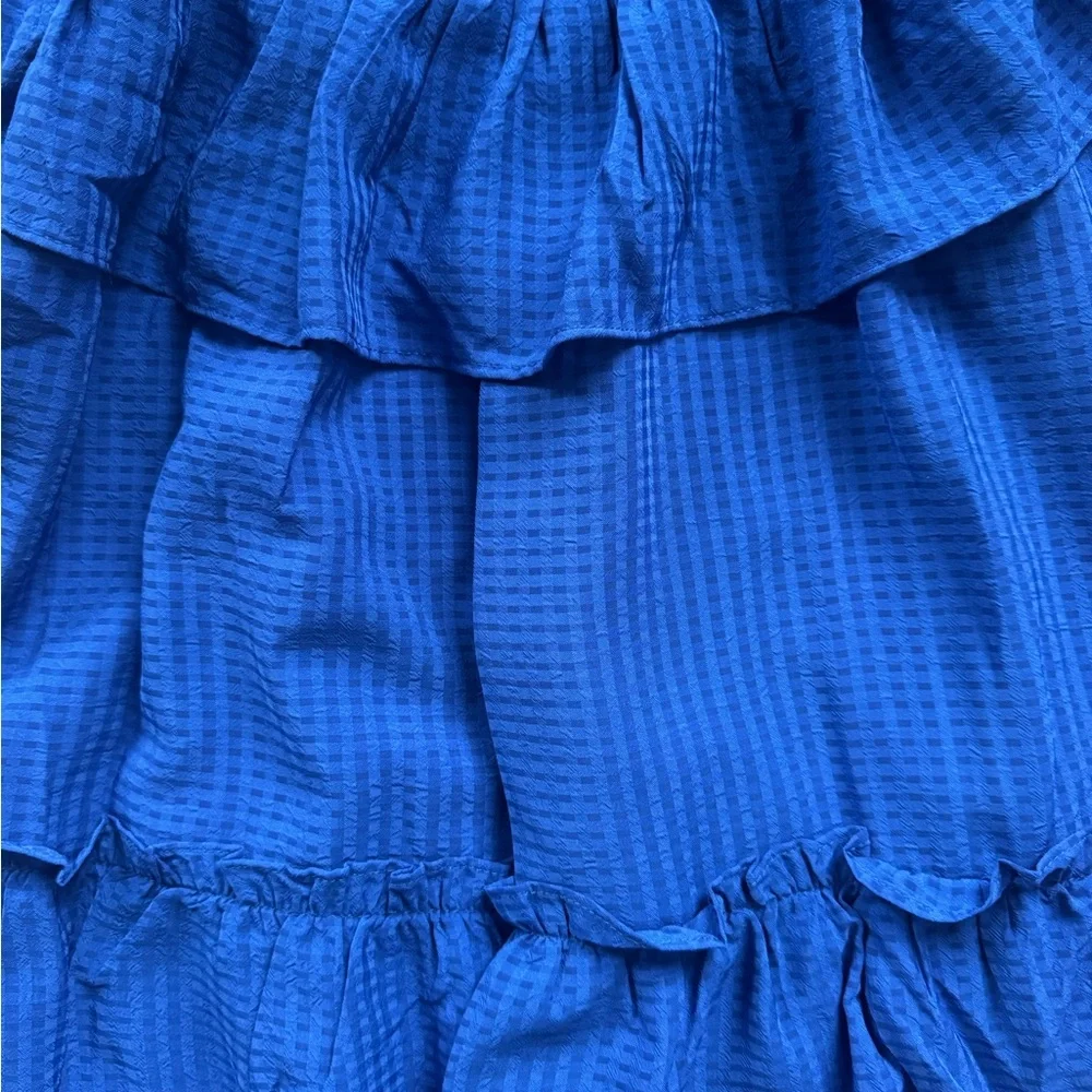 Women’s Blue Smocked Tiered Maxi Dress Spaghetti Strap Spring Size Medium NWT - Picture 6 of 11